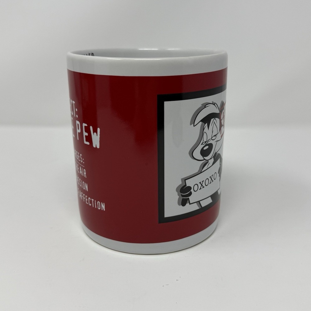 VINTAGE WARNER BROS. STUDIO STORE PEPE LE PEW JUMBO 30 OZ MUG SKUNK WANTED XOXOX - Picture 3 of 10